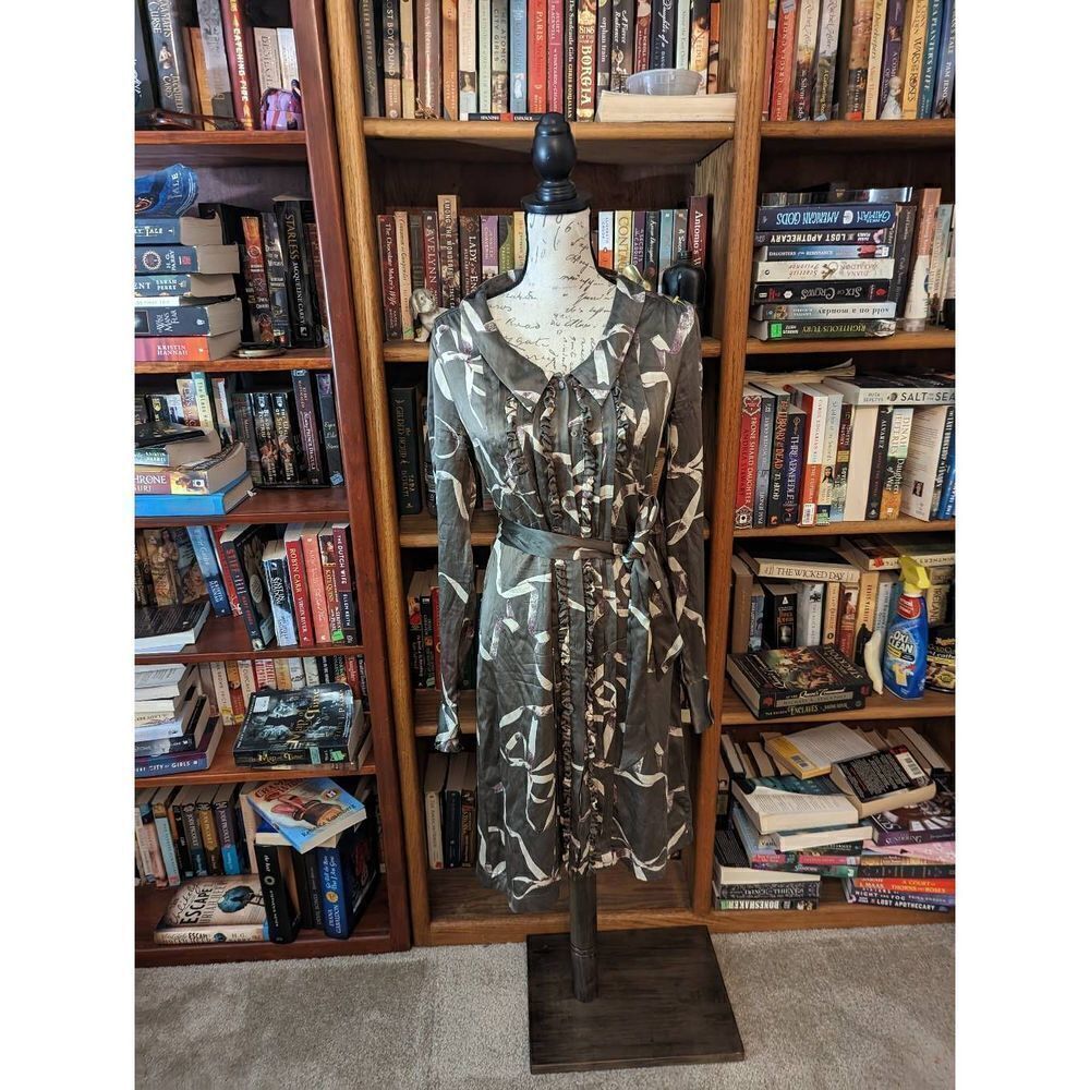 Viktor & Rolf for H&m midi silk ruffled button down shirt dress sz 6 euc